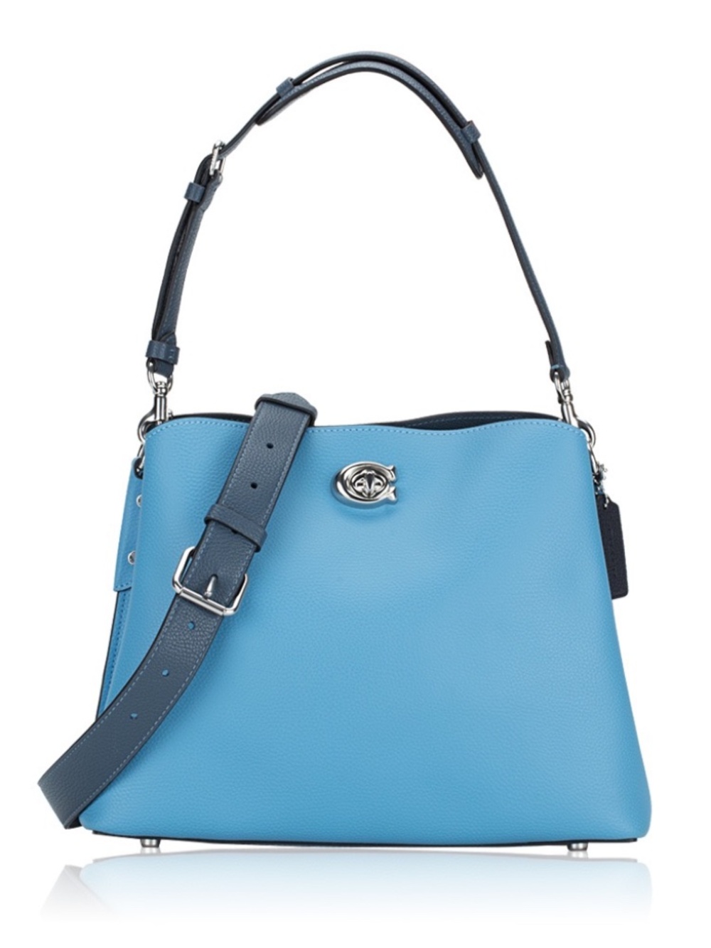NWT Coach Willow Colorblock Leather Shoulder Bag in Pool Blue